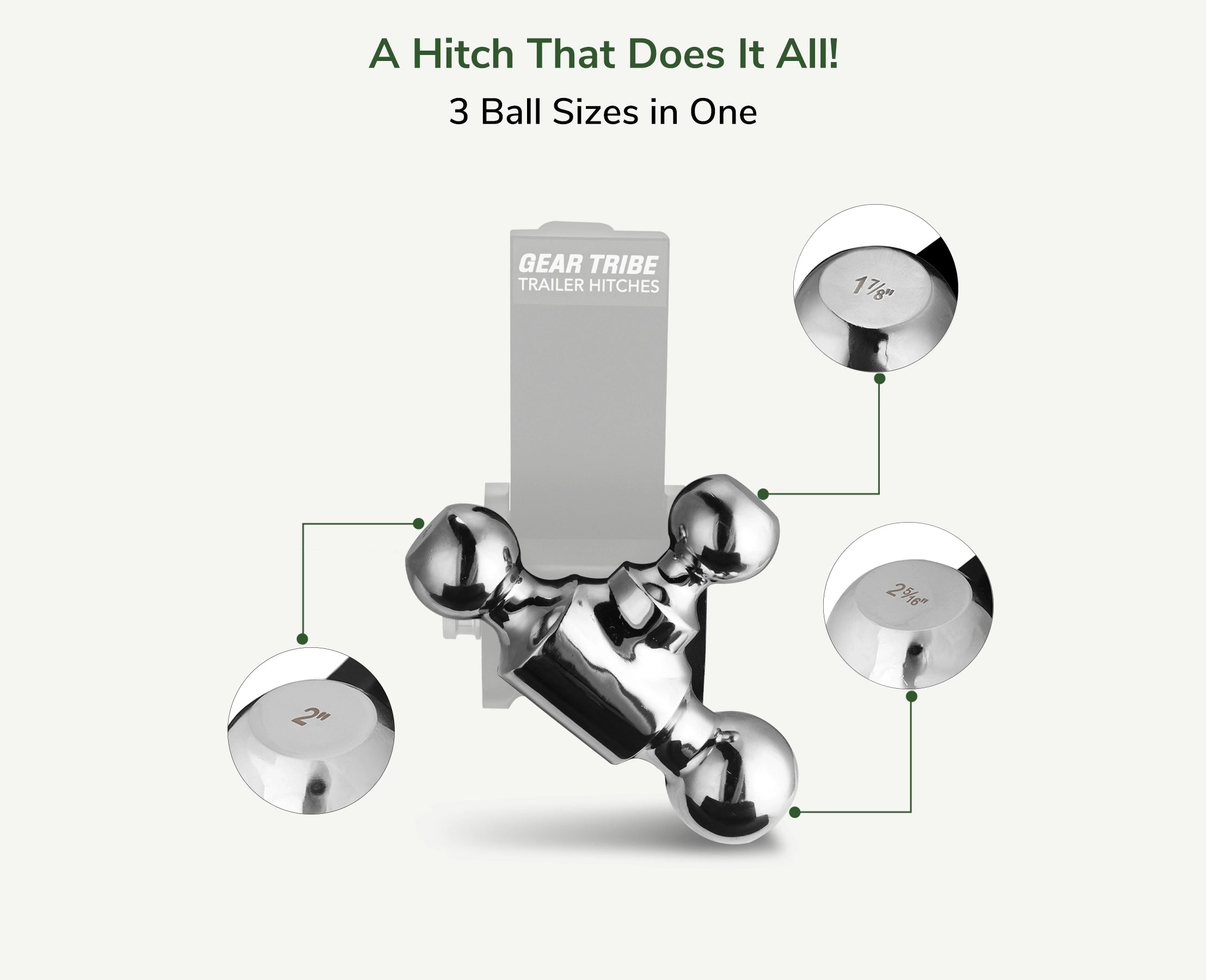 GearTribe Towmaster Trailer Hitch Ball Mount Fits 2" Receiver, 5" Drop