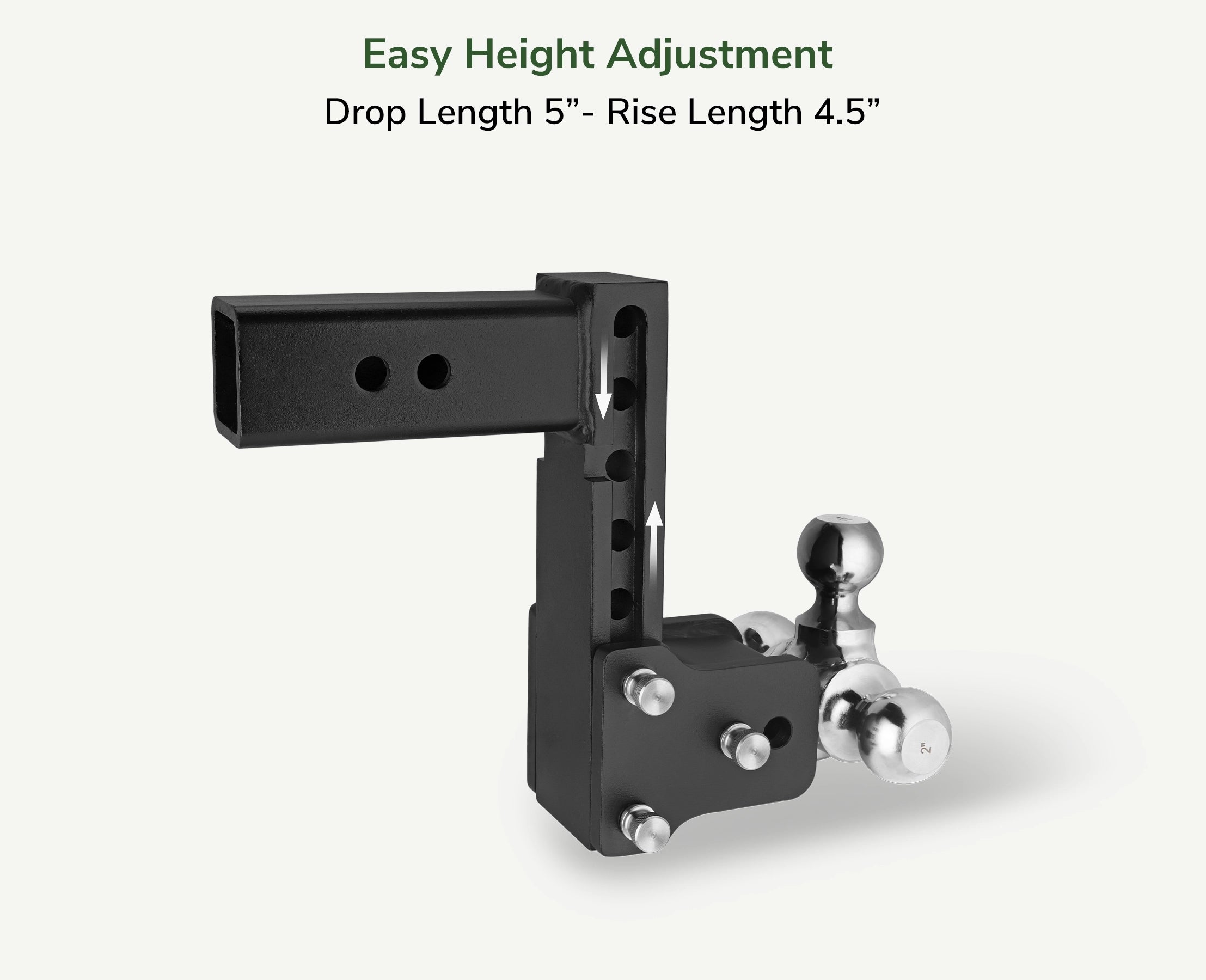 GearTribe Towmaster Trailer Hitch Ball Mount Fits 2" Receiver, 5" Drop