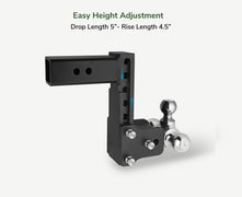 GearTribe Towmaster Trailer Hitch Ball Mount Fits 2" Receiver, 5" Drop
